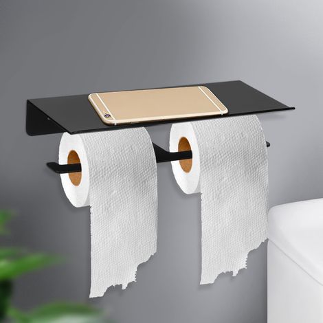 Wandmontierter Doppelrollenhalter aus Aluminium für Badezimmer, Organizer für Toilettenpapier und Taschentücher (1/5)