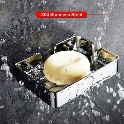 Porte-savon - Acier Inoxydable 304 - Murale - Plateau Large - 13,5 x 9,5 x 2,5 cm - 1 Pièce (1/4)