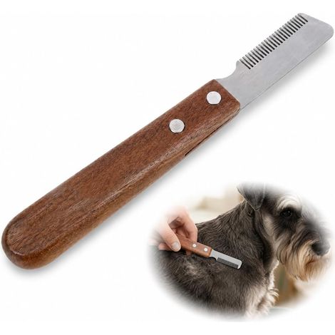 Couteau à Trimmer pour Main Droitier Couteau à dénuder, Épilateur Poils Morts et Sous-Poil pour Teckel Poil Dur, Peigne de Trimming en Bois Marron (1/5)