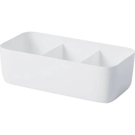 1 boîte de rangement pour chaussettes, organisateur de sous-vêtements empilable en plastique pour la maison et la chambre (blanche, trois compartiments) (1/2)