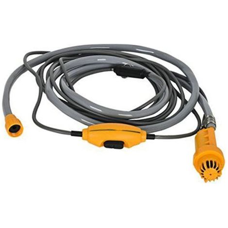 Douche extérieure portable, douche de camping 12 V, avec pompe à eau, câble de 6 mètres, prise allume-cigare, débit maximal 2,5 litres/minute (1/5)