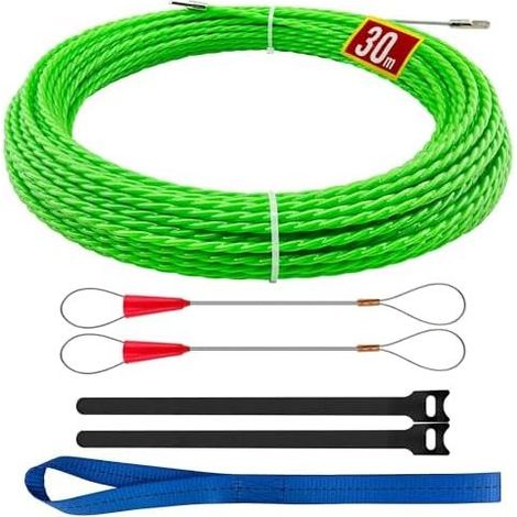 Passacavi da elettricista da 30 m - Tirafili elettrico, Tiracavi a spirale retrattile, Tirafili a molla per cavi e impianti elettrici (30 m, Φ4,5 mm) (1/5)