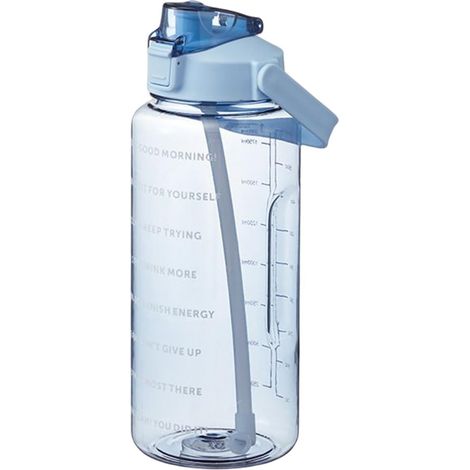 Gourde 2L - 1 Pièce - PC Et Silicone - Étanche Avec Paille - Sport Et Bureau - Transparent (1/5)