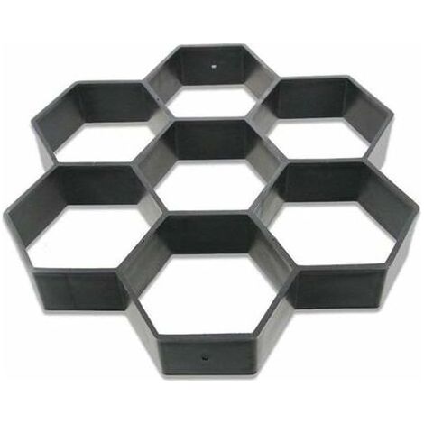 Moule hexagonal réutilisable pour pavés de béton, marcheau, pierre de ciment pour trottoir, allée, terrasse, jardin, route (30 x 30 cm, noir) (1/5)