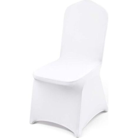 Couverture Housses de Chaise Mariage 5 Pièces Housse de Chaise Blanche Housse de Chaise Banquet pour Chaises sans Bras Polyester et Élasthanne Élastique Soirée Célébration Décoration (1/4)