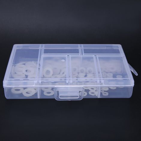 Assortiment de 250 joints plats en nylon blancs isolants anti-corrosion M2-M6 (1/5)