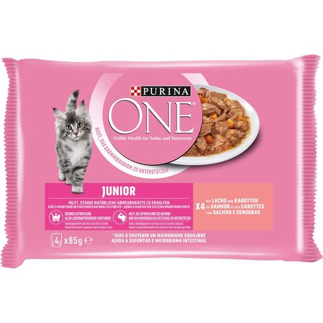 Purina one Junior Lachs Katzennassfutter 4 x 85 g Nassfutter (1/3)