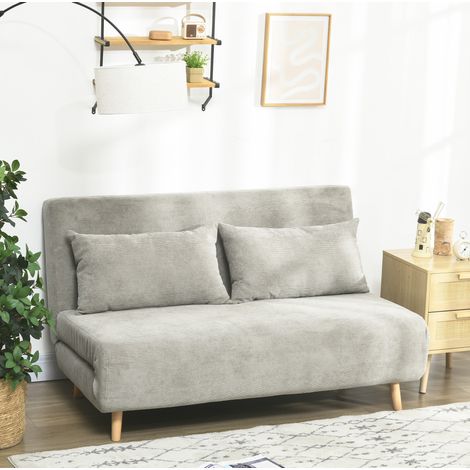 Divano letto convertibile a 2 posti grigio in poliestere 141 x 90 x 81 cm (1/5)