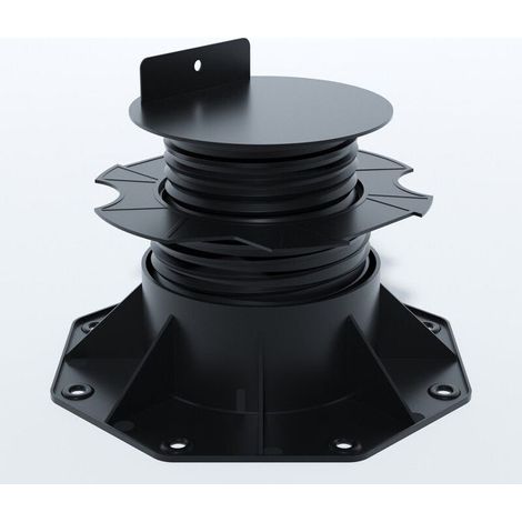 PLOT RÉGLABLE DE 60 À 138 MM POUR TERRASSE BOIS ET COMPOSITE - L: 186 mm - l: 186 mm - Noir