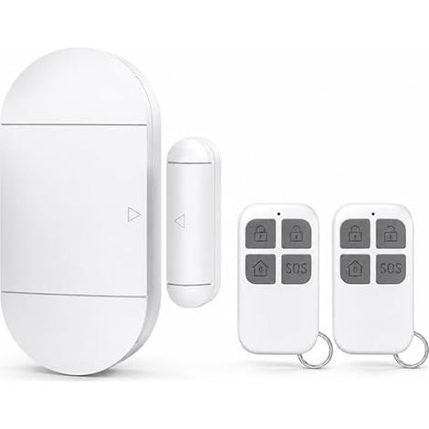 Alarme de Porte 130 dB, 2 Alarmes avec 4 Télécommandes, Détecteur d'Ouverture de Porte et Fenêtre Magnétique, Alarme Maison sans Fil 3 Modes pour Maison, Garage et Bureau, Lot de 1 (1/5)
