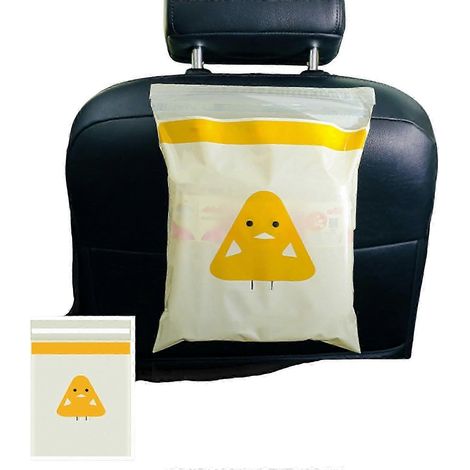 Sac poubelle de voiture anti-fuite adhésif jetable avec un adorable poulet jaune de dessin animé, 1 unité (1/5)