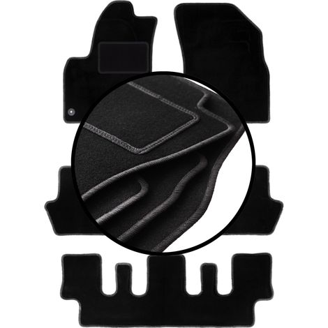 Juego de alfombrillas de terciopelo para: Citroën C4 Grand Picasso de 7 plazas (2006-2013)