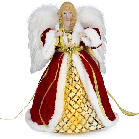 Angel Tree Topper - Led - 32 X 18 5 X 7 Cm - Steady And Flashing Modes - Christmas Tree Decoration - 1 Piece (1/5)