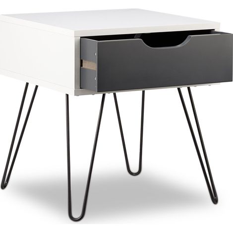 Comodino decorativo moderno con cassetto 40 x 30 x 40 cm atmosfera accogliente finitura opaca in MDF grigio 130003807