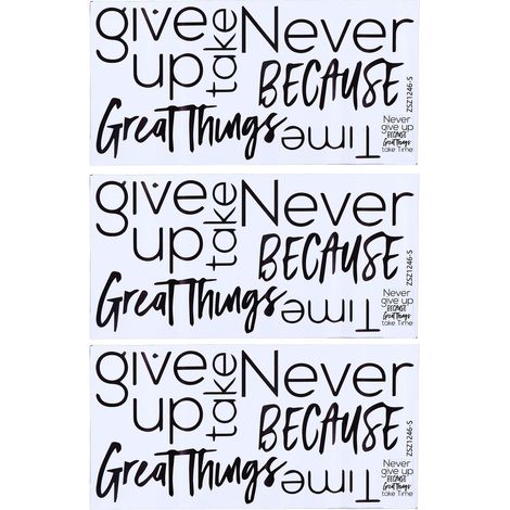 Décal mural "Never Give Up" - 3 pièces en PVC pour chambre, cuisine, frigo - Stickers motivationnels (1/5)