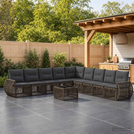 Set Divano da Giardino 10 pcs Grigio e Grigio Scuro polyrattan vidaXL (1/5)