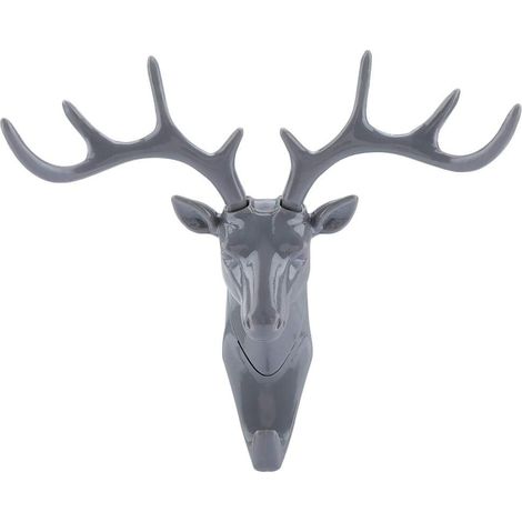 3D Tête De Cerf En Plastique Crochet Clés Manteau Chapeau Cintre Rack Titulaire Autocollant Mur de Montage pour Home Room Decor(02). (1/5)