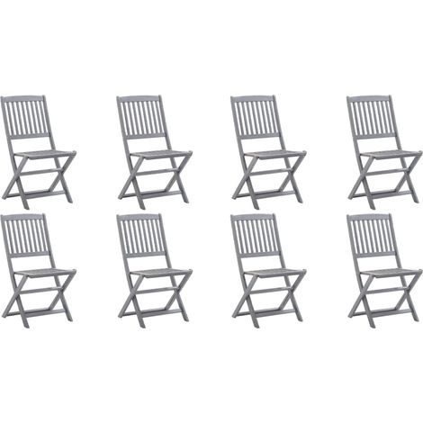 Maison Exclusive - Sedie da Giardino Pieghevoli 8 pz con Cuscini Massello Acacia
