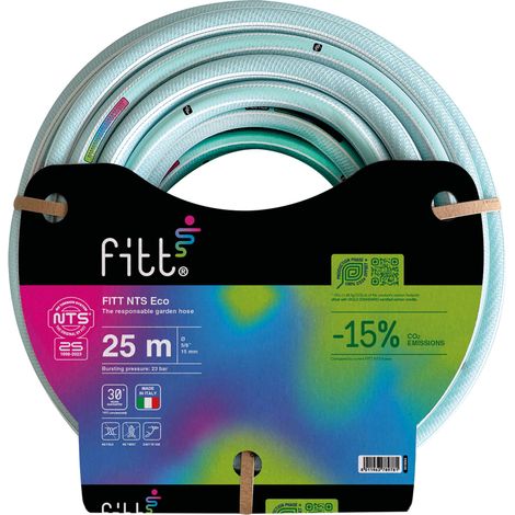 FITT NTS ECO 5/8" (15 mm) 25 m - Robuster und Flexibler Gartenschlauch für eine Intensive Nutzung. Leichter und nachhaltig
