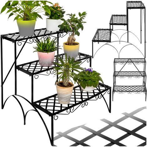 Étagère pour plantes droite en fer à 3 niveaux 60 x cm noir (1/9)