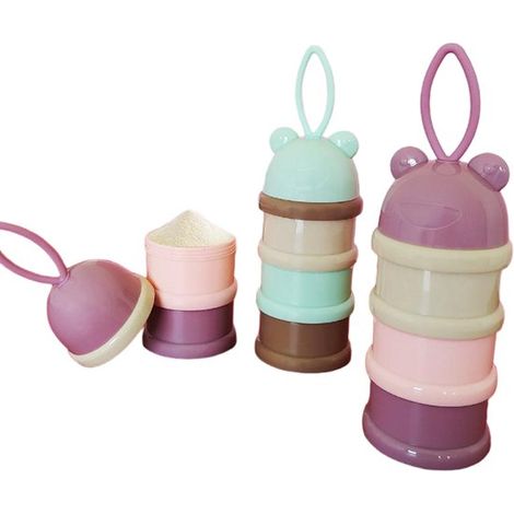Dispenser di latte - Dispenser portatile di latte in polvere con 4 scomparti e beccuccio versatore - Scatola impilabile - Adatto per snack - Latte in polvere - Snack - Azzurro - Taglia 25 (1/3)
