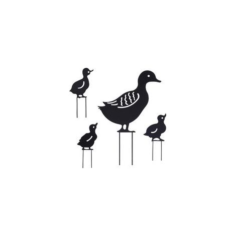 4pcs 4 Styles Canard Jardin Piquets en Métal Animaux Silhouettes Extérieur Silhouette Piquet Noir Pelouse Ornements Creux Jardinage Colvert Art Statues Accessoires Décoratifs pour Cour (1/5)