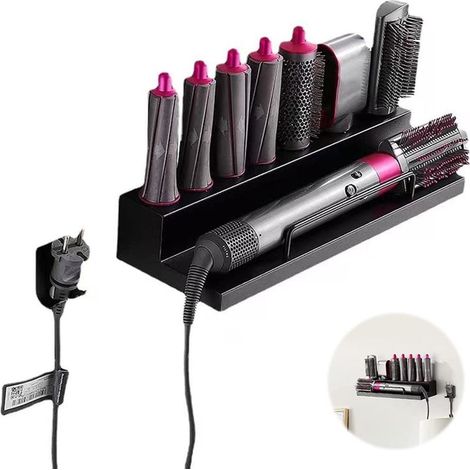 Support de rangement pour Dyson Airwrap avec magnétique, pas de perforation, porte-sèche-cheveux, montage mural pour Dyson Airwrap Styler, fer à friser compatible pour Dyson Airwrap Styler (1/5)