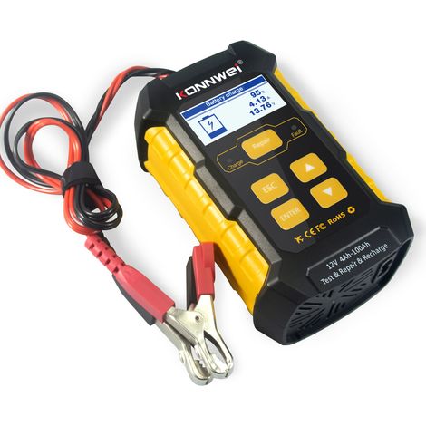 KONNWEI KW510 Testeur de batterie de voiture 12 V 5 A Mainteneur de chargeur au plomb avec anneaux crocodile Clips Charge rapide Multi langues (prise UE) (1/5)