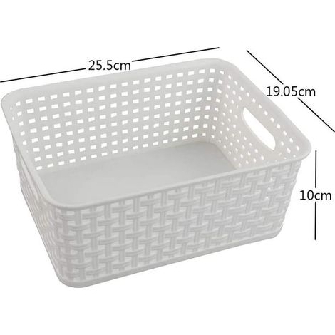 Panier de Rangement Tressé en Plastique, Lot de 6 Paniers de Rangement pour Étagère, Durable et Léger, Idéal pour Salle de Bain et Cuisine (1/5)