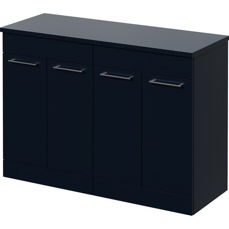 Napoli 460 Deep Blue 1200mm 4 Door Vanity Unit for Countertop Basins - 1200mm - Chrome 160mm Handle