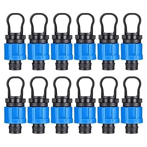 12 Pack 1/2" Drip Irrigation End Caps - Universal Fitting - Fits 16-17mm Drip Tape (1/5)