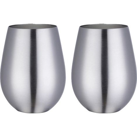 Lot de 2 verres à vin sans pied en métal - Acier inoxydable - Idéal pour les voyages et les activités de plein air - Argent (1/5)