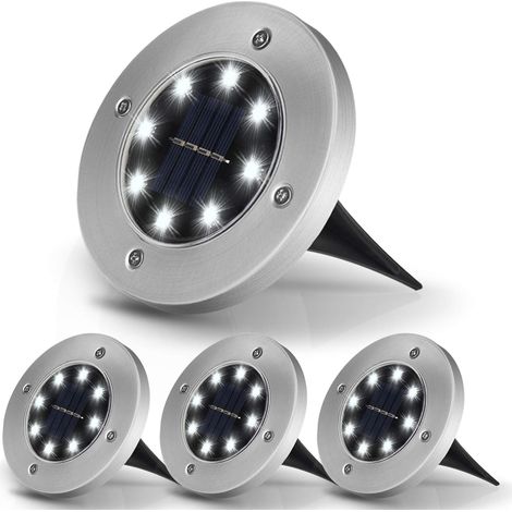 Outdoor Solarleuchte 8 LED Solar Gartenleuchte 3000K Warmweiß Wasserdicht IP65, Outdoor LED Einbaustrahler, für Outdoor, Garten, Terrasse, Rasen, Hof Ulisem