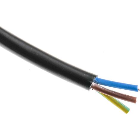 Câble d'alimentation RS PRO 3G0,5 mm², gaine PVC Noir, 100m ( Prix pour Bobine de 100 Mètres )