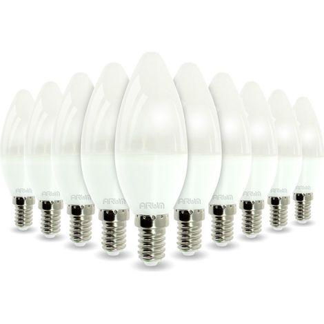 Set di 10 lampadine LED a candela E14 5.5W Equivalente 40W 470LM ARUM Température de Couleur: Bianco neutro 4000K