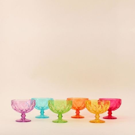 Set de 6 coupes en verre coloré à facettes 12x11cm (1/5)