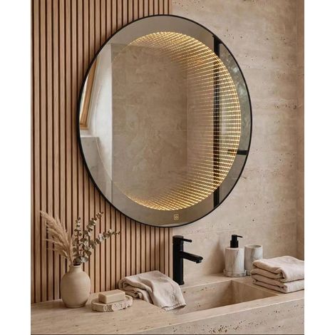Miroir LED rond Nelsmann Infinity effet tunnel 3D, 3 couleurs, intensité variable (1/5)