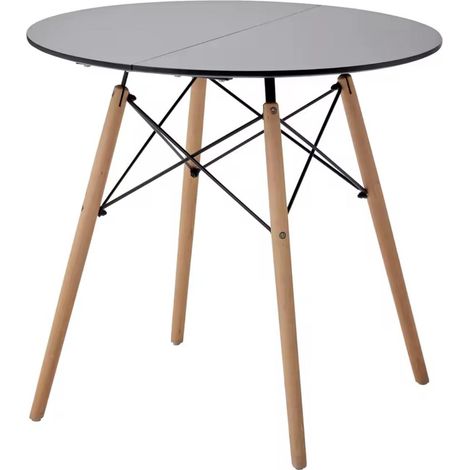 ORION91oficial® - Mesa Redonda (Ø80 x75cm) Negro  4 Patas Redonda Madera de Haya, Estilo Nórdico, Bar,Restaurante,Hostelería,Comedor,Salón,Cocina,Teletrabajo,Oficina - spaziOrion91