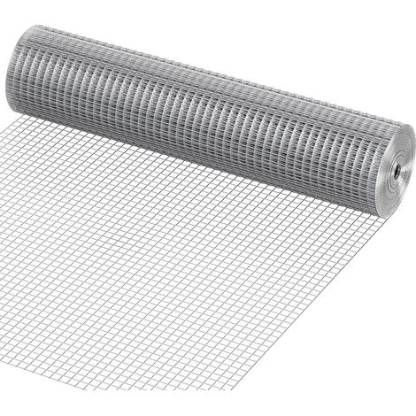 Mophorn Grillage métallique galvanisé 610 mm x 7,62 m, rouleau avec mailles carrées de 12,7 mm, fil de 0,83 mm, pour clôtures, enclos à poules, galvanisé à chaud après soudure (1/5)