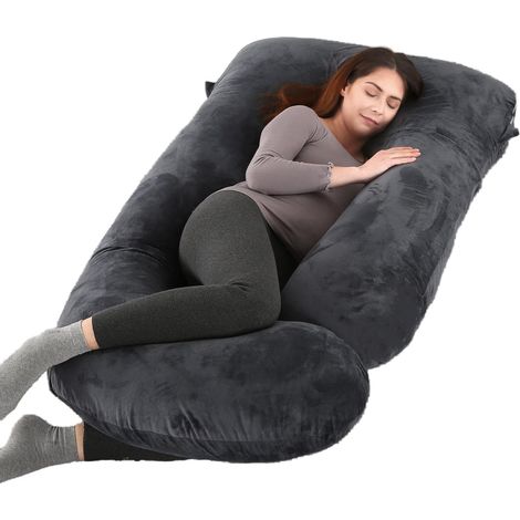 Coussin de grossesse, 155 x 75 x 60 cm (poids net 1,8 kg), avec housse amovible et lavable – Soutien du sommeil pour les jambes, le dos, la nuque, les épaules, les hanches et le ventre des femmes ence (1/5)