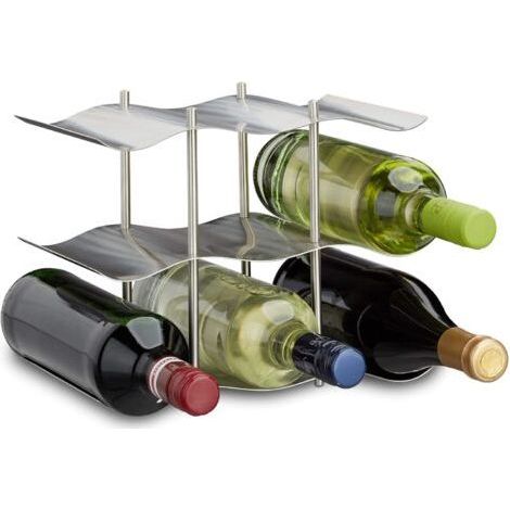 22 x 27 x 16,5 cm, argenté Casier à vin pour 9 bouteilles en inox 3 étages design moderne range bouteilles (1/5)