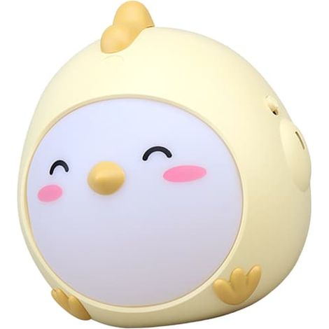 Veilleuse tactile en forme de coq, lampe LED innovante et mignonne, rechargeable par USB, pour la chambre à coucher, couleur jaune. (1/5)
