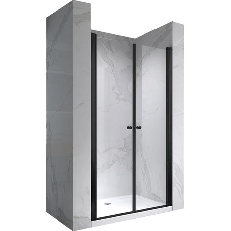 i-flair Duschtür Pendeltür Nischentür Duschabtrennung mit schwarzen Profilen Breite: 88-92 cm - Höhe: 195 cm (1/5)