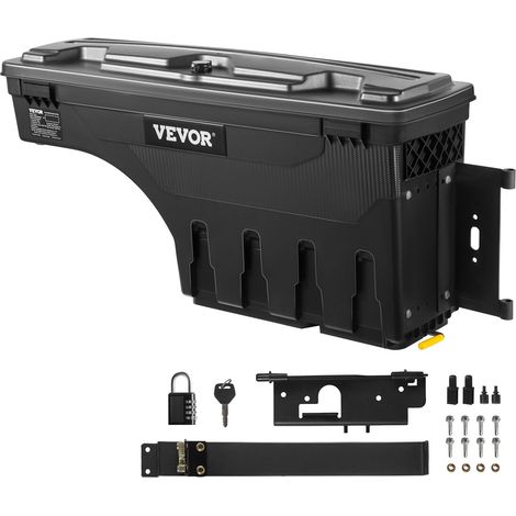 Coffre de rangement pour benne de pick-up, couvercle verrouillable, boîte à outils étanche en ABS pour passage de roue, 20 L (6,6 gal), avec cadenas à code, compatible avec Dodge Ram 1500 (2019-2021),