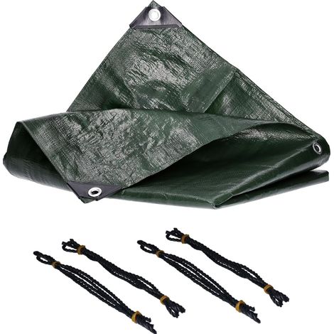 Bâche PE Renforcée 3x4m 140g/m² Imperméable avec Œillets Alu et Cordes pour Jardin Camping Chantier (1/5)
