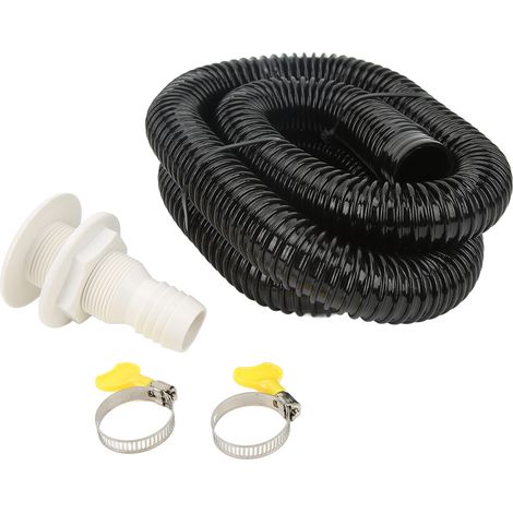 Montagesatz für Bilgenpumpen mit Schlauchschellen und Borddurchführung für Boote, Yachten und Wohnmobile – Schwarz, 1 1/8 Zoll (1/5)