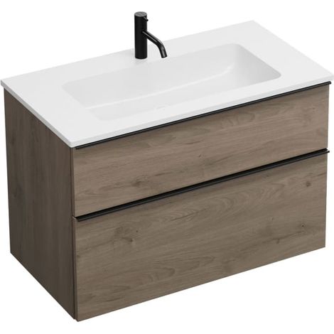 burgbad Eqio Waschtischkombination mit Mineralguss-Waschtisch, 92 cm, mit Griffleiste G0252 (1/5)