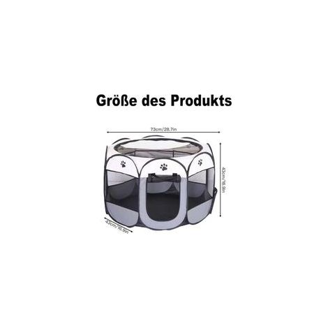 Duscdesp Clôture Portable pour Chien, Parc pour Chien Produits pour l'intérieur et l'extérieur, Toile Oxford imperméable Parc pour Chiots, Convient aux Petits Chats, Chiens, Lapins (Gris) (1/4)