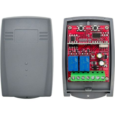 Module de réception radio pour portail et porte de garage – 2 canaux, tension universelle 9–24 V AC/DC, code dynamique sécurisé, compatible avec systèmes sans fil 433 MHz-lsw (1/3)