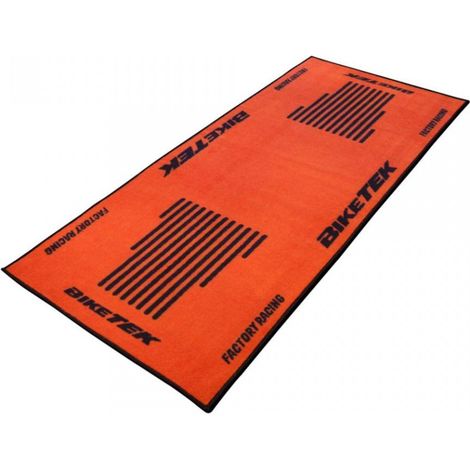 umweltmatte biketek garage mat orange schwarz für motorrad